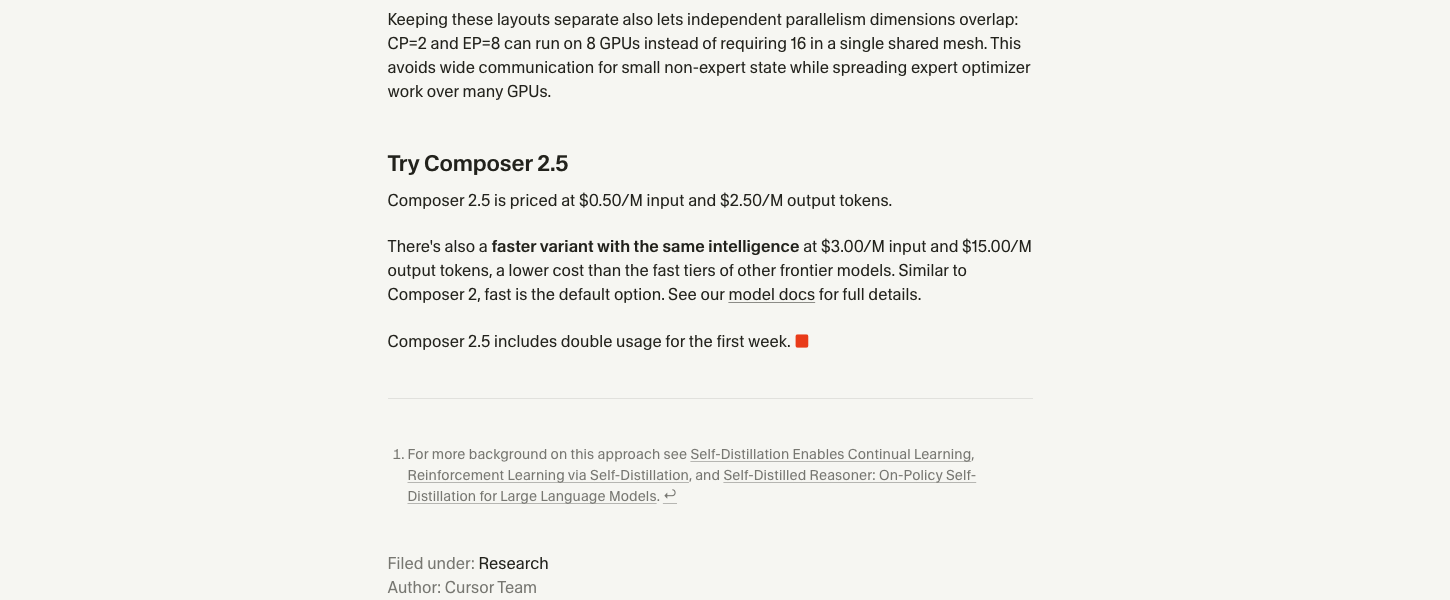Composer 2.5 pricing: $0.50/M input and $2.50/M output, fast variant at $3/$15