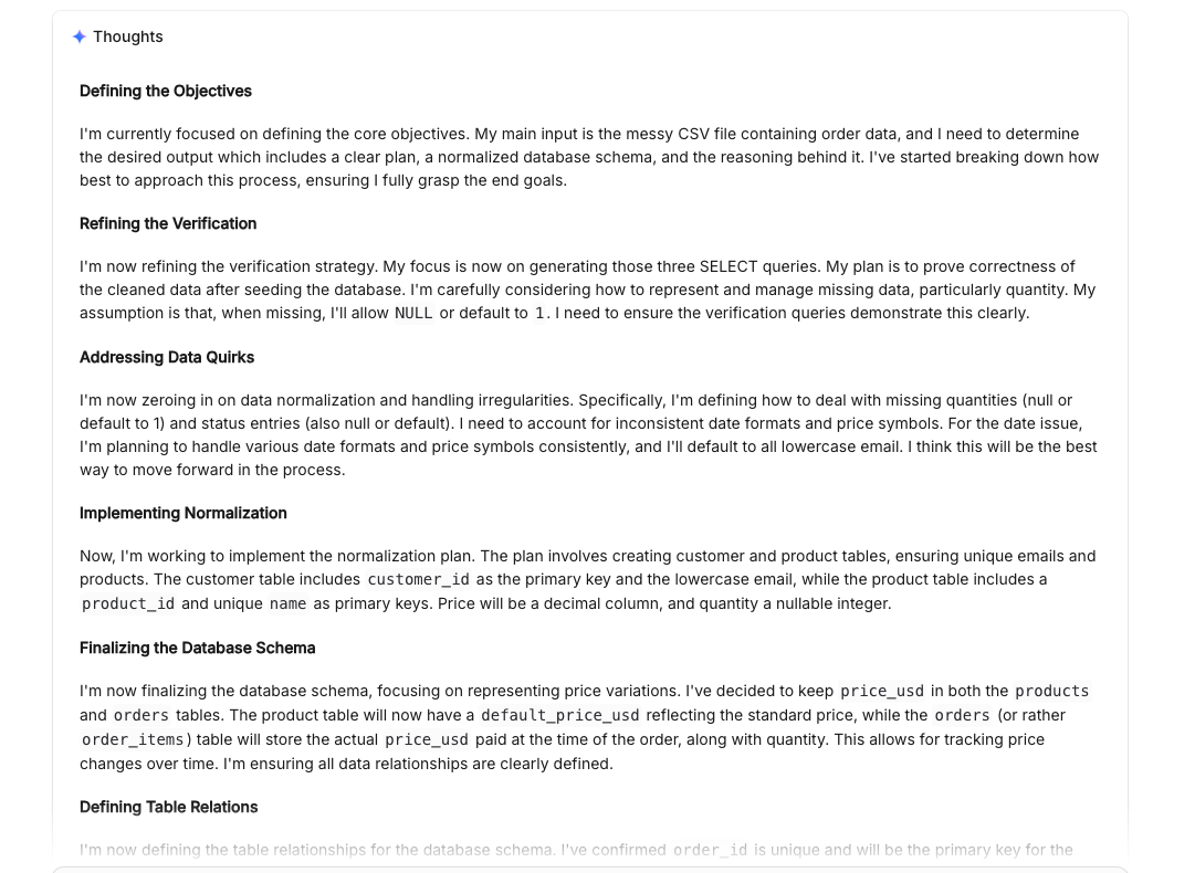 Gemini 3.5 Flash reasoning tokens streamed before output